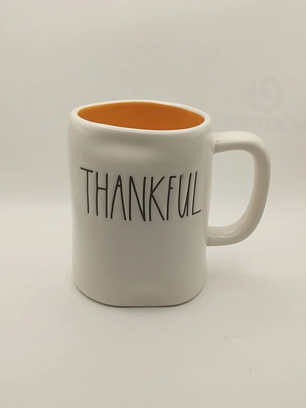 THANKFUL Rae Dunn Artisan Collection By Magenta Coffee Mug White With Orange Int